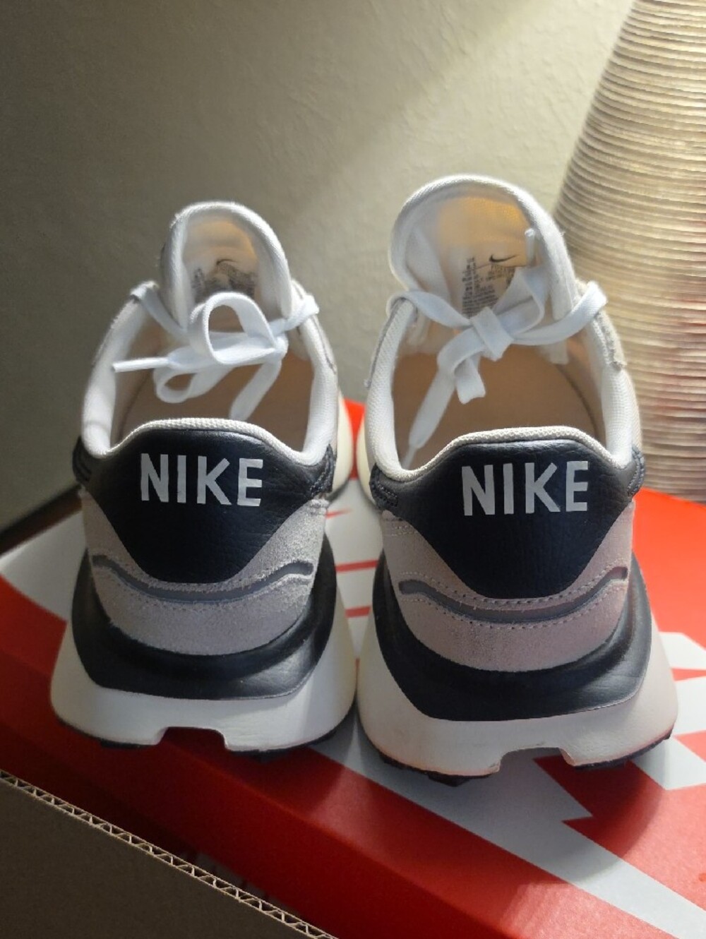 Nike White, Light Gray & Black Retro Runner Sneakers - Picture 2 of 4